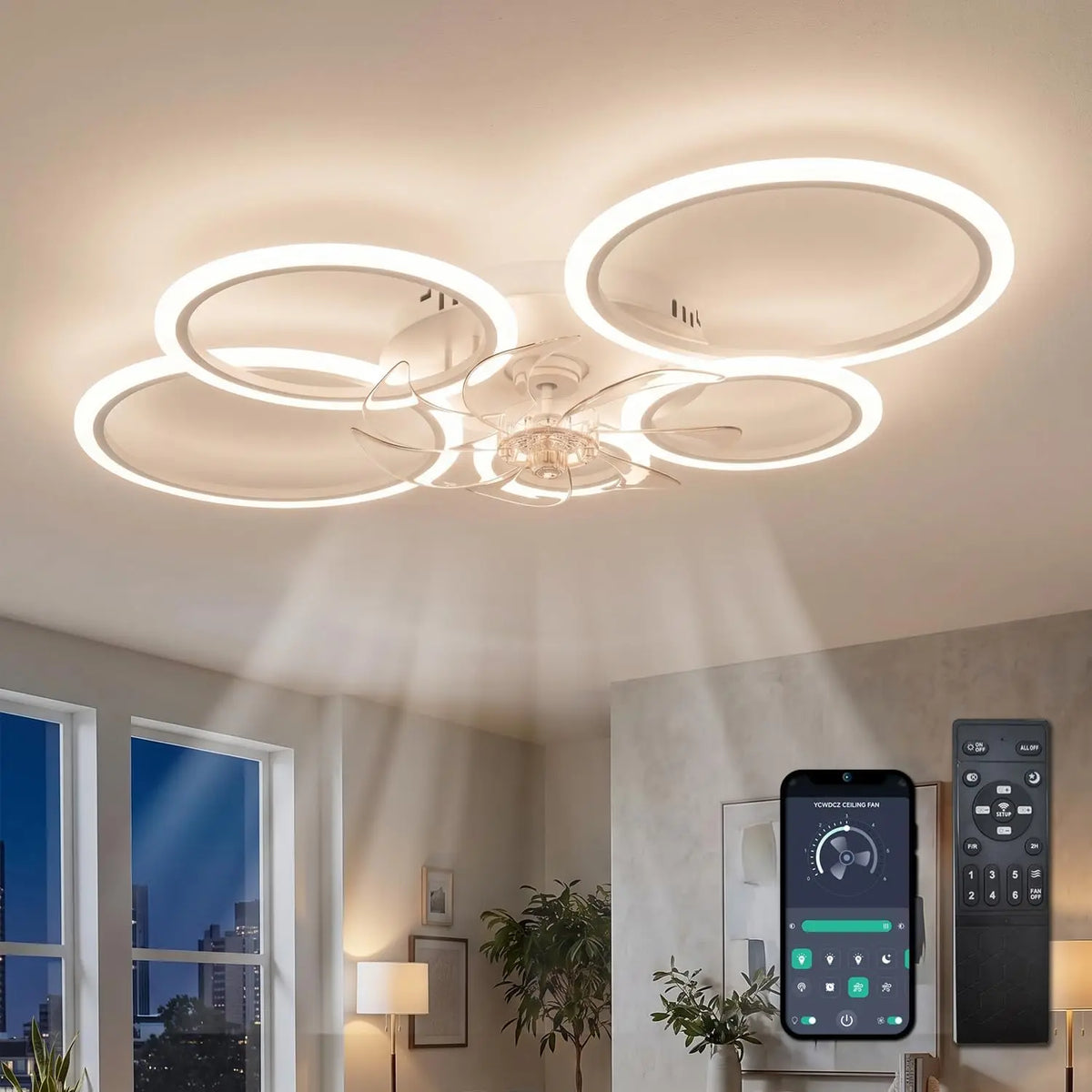 Ventilator 100cm mit Fernbedienung Weiß