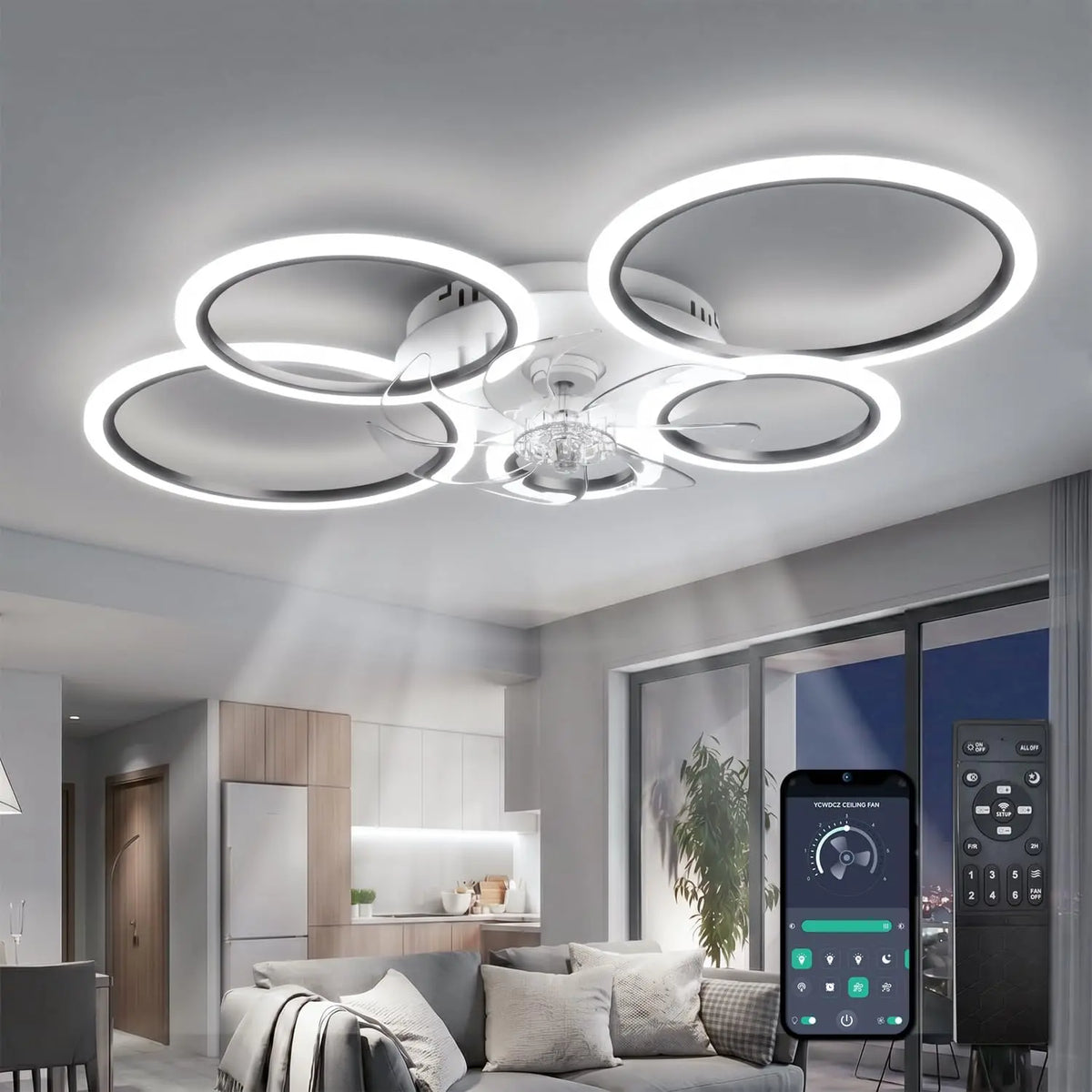 Ventilator 100cm mit Fernbedienung Schwarz