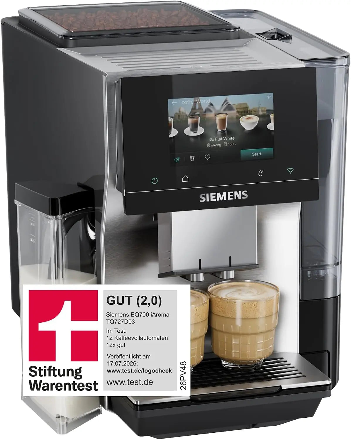 Siemens Kaffeemaschine EQ700 mit Display und Edelstahl Schwarz