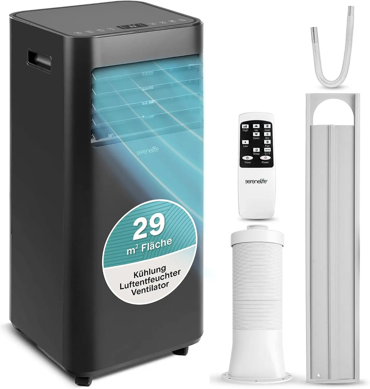 Klimaanlage 2,0 kW 54 dB 28 m mit Fernbedienung Schwarz