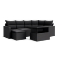 Gartenmöbel-Set 7-teilig Schwarz, Poly Rattan, Verstellbarer Tisch, Outdoor-Modul für Terrasse