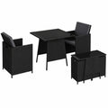 3-teilige Essgruppe Xenara in Schwarz/Anthrazit - Platzsparendes Balkonmöbelset mit klappbaren Stühlen und Tisch mit Glasplatte - Rattan-Sitzgruppe für 2 Personen