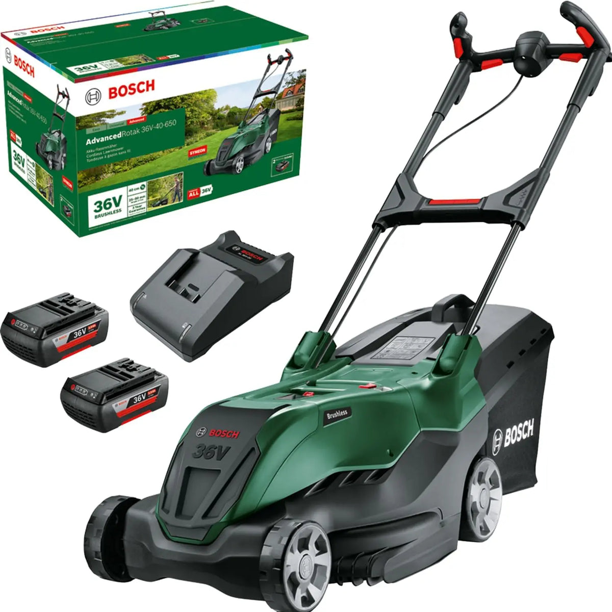 Bosch Rasenmäher 36 V 40 cm 0 Ah mit Akku und Ladegerät