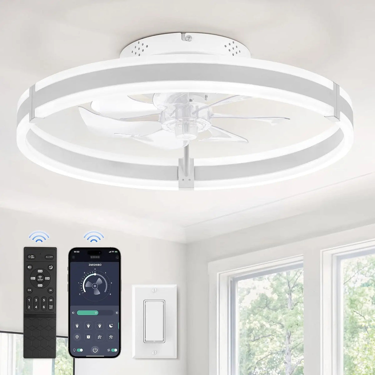 Ventilator 50cm mit Fernbedienung und Timer Weiß