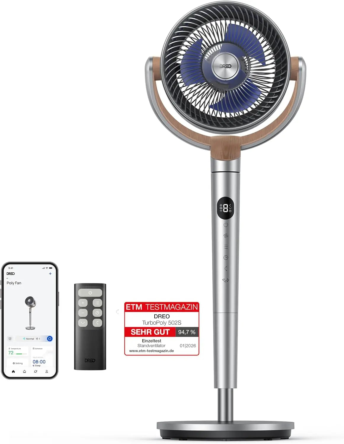 DREO Ventilator 23dB mit Timer und Schwenkfunktion