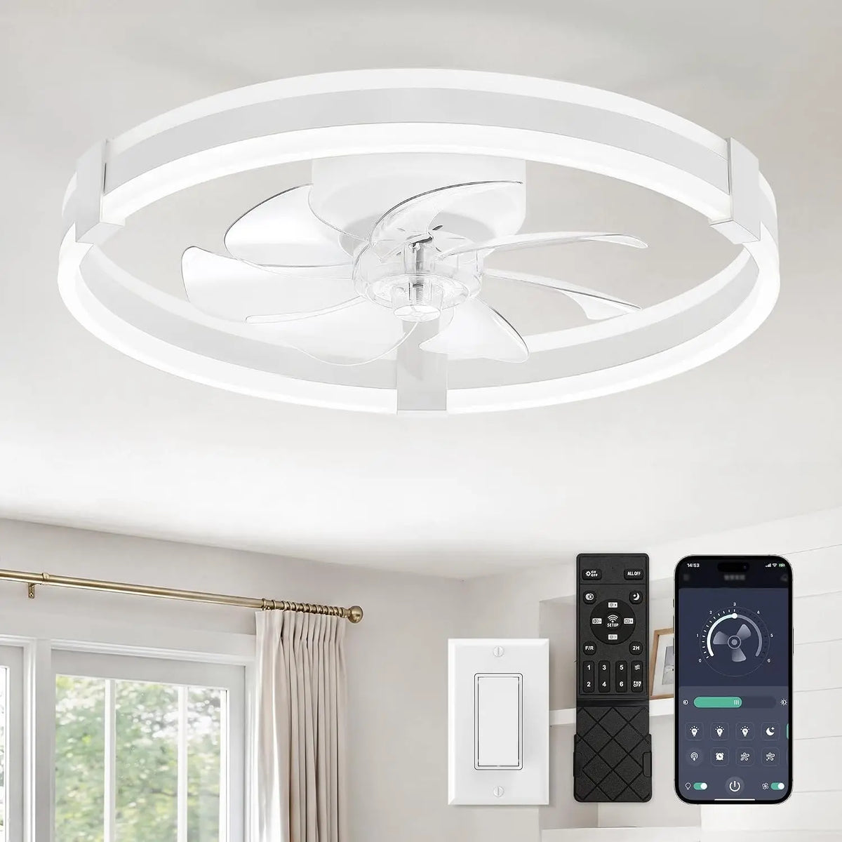Ventilator 51 cm mit Fernbedienung und Timer Weiß