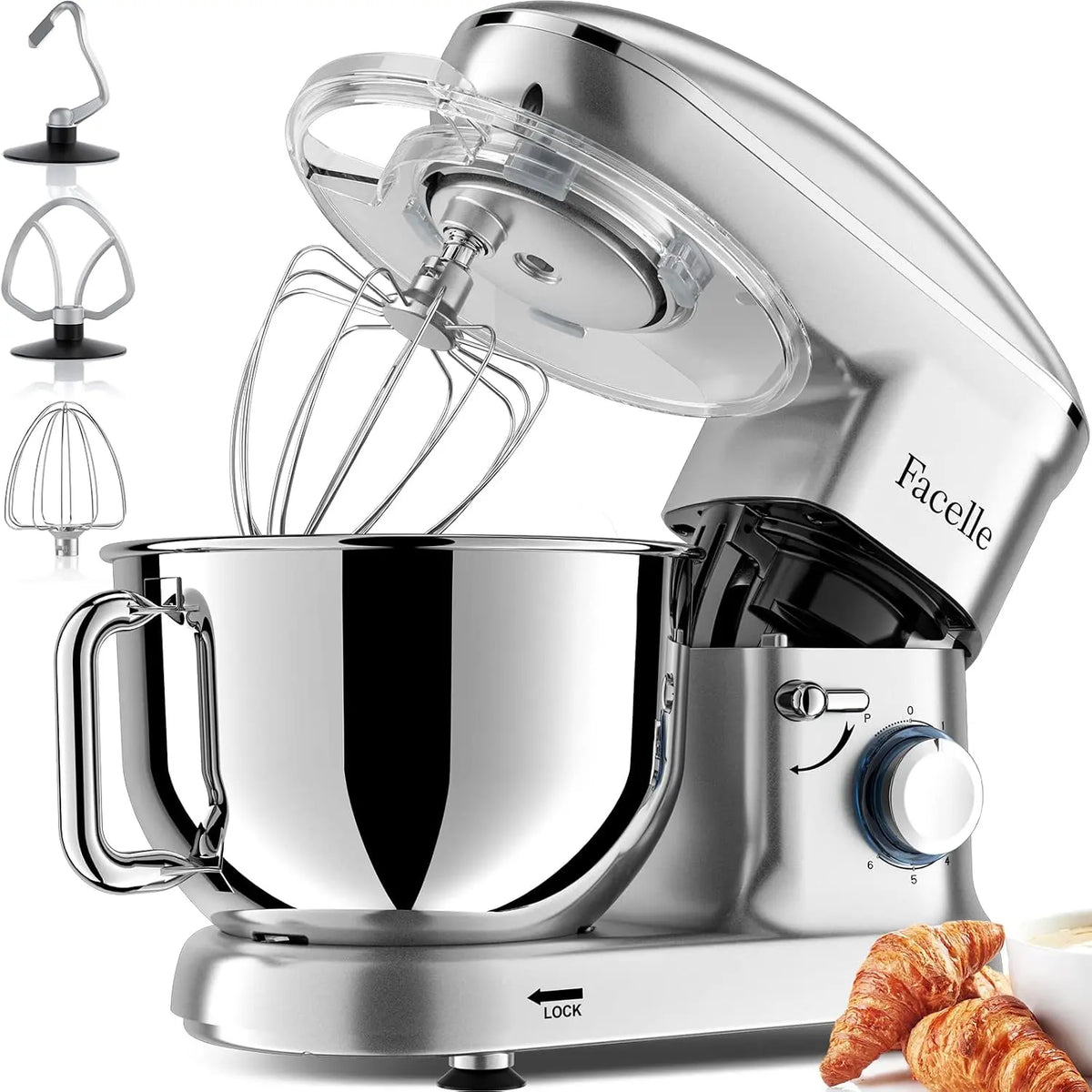 Küchenmaschine 1500W 6,2 L mit Edelstahl Silber