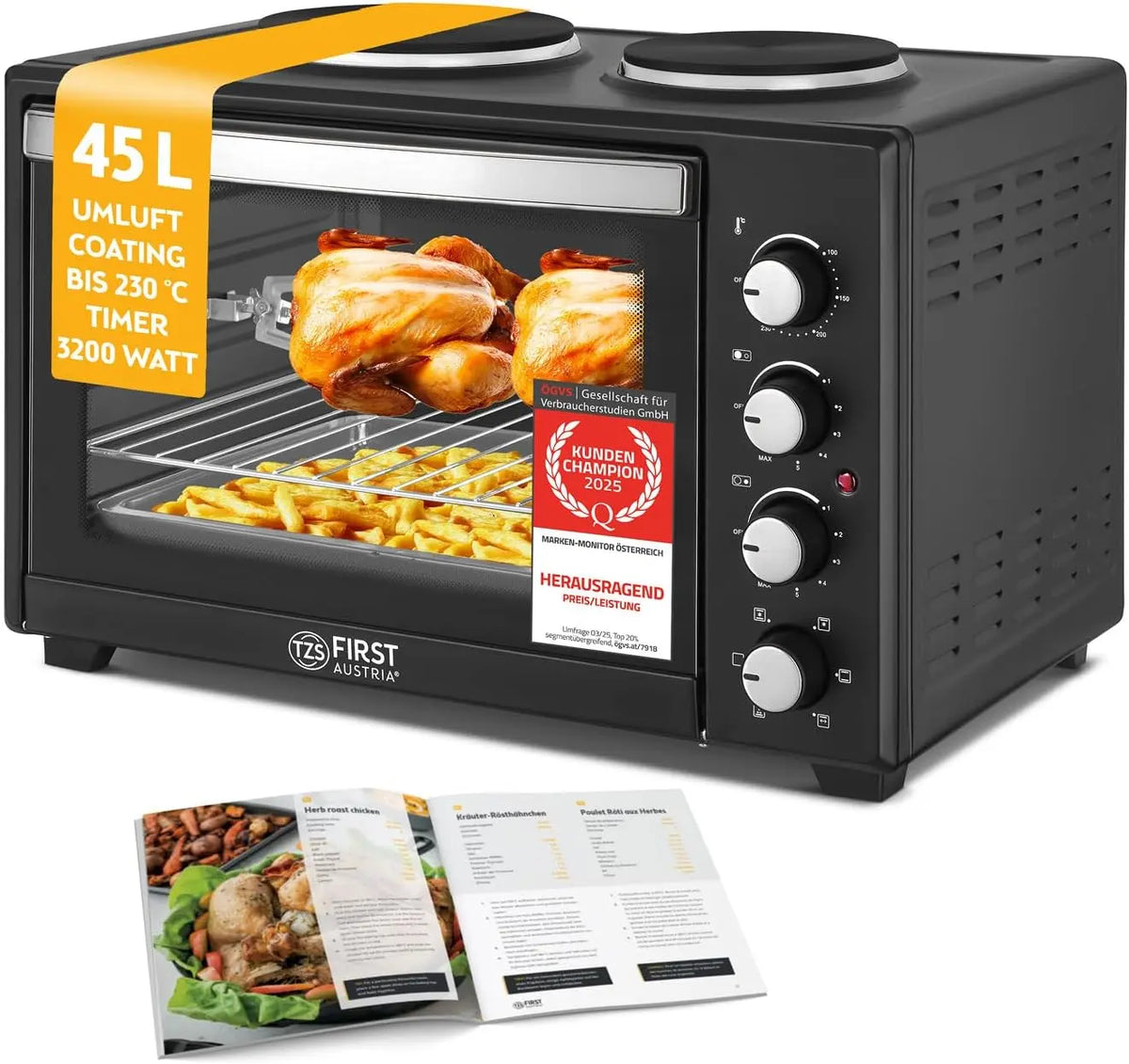 Einbau-Herd-Set 3200 W 45L für Haushalt und Alltag