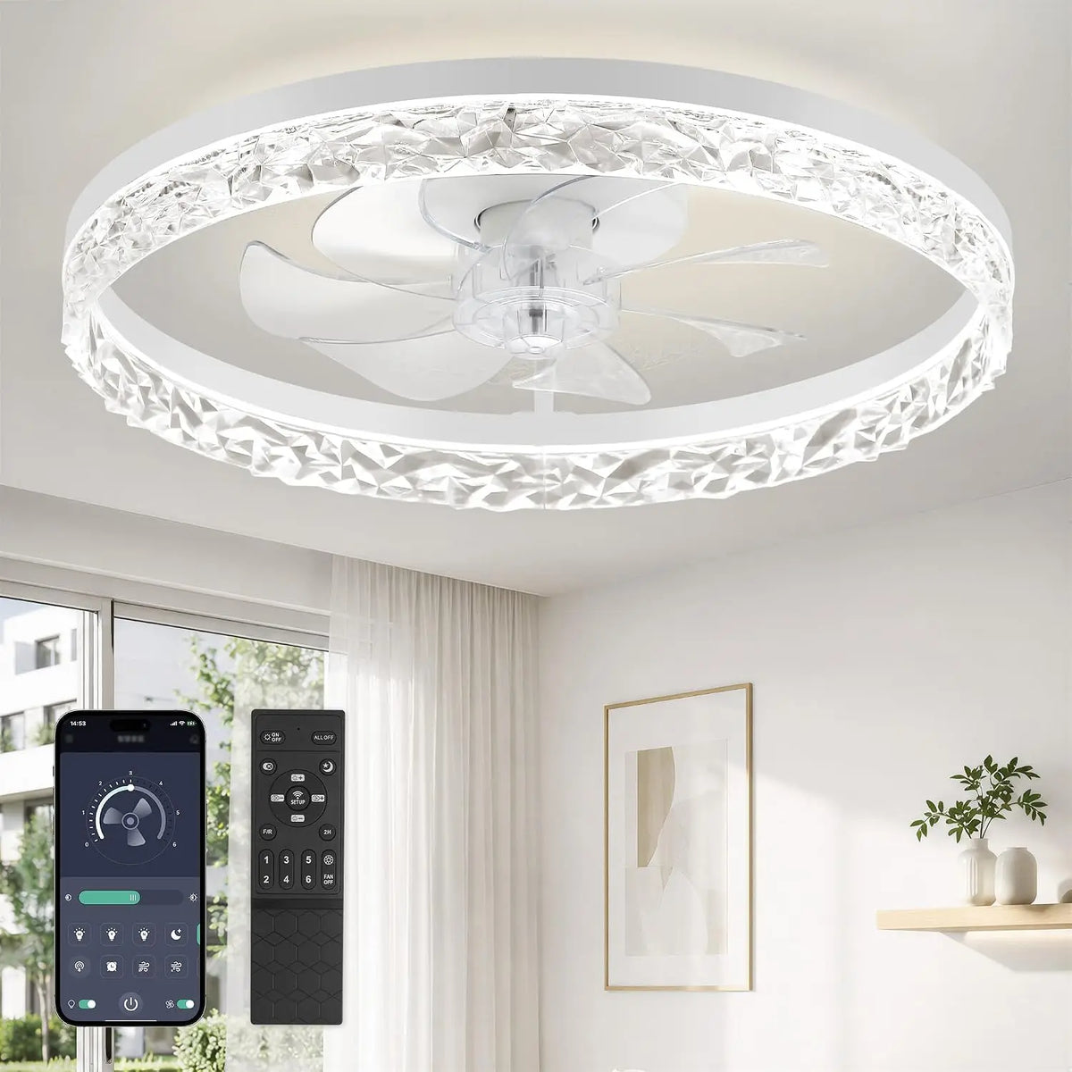 Ventilator 50,8 cm mit Fernbedienung und Timer Weiß