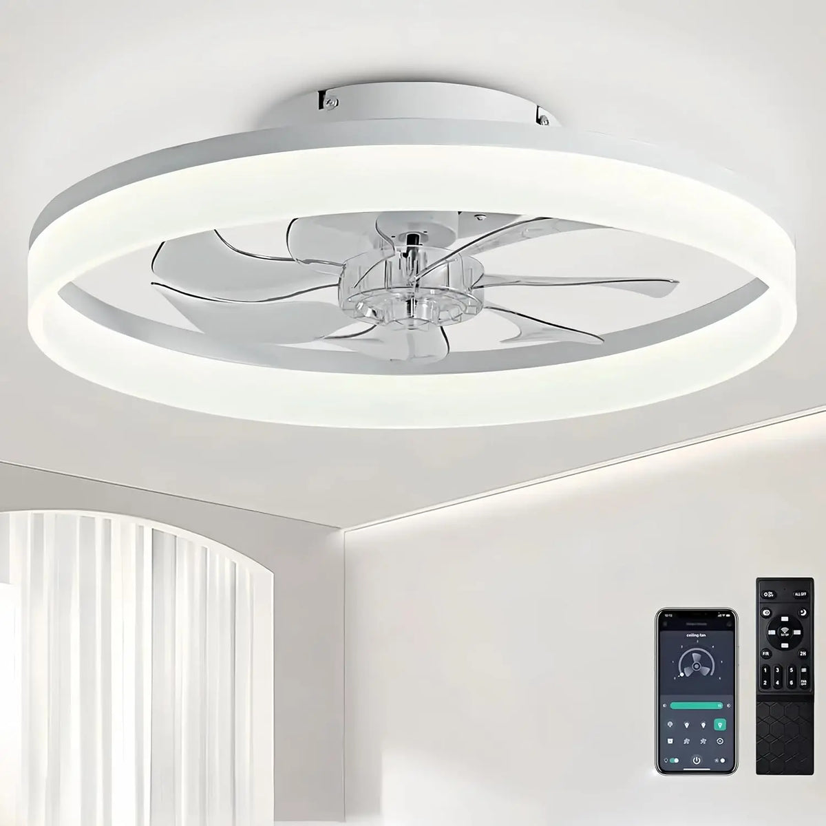 Ventilator 220 V 48W 50cm mit Fernbedienung und Timer Schwarz