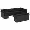 Modulares Outdoor-Gartenmöbel-Set aus schwarzem Poly-Rattan mit Kissen, wetterfest und ideal für Terrasse und Balkon