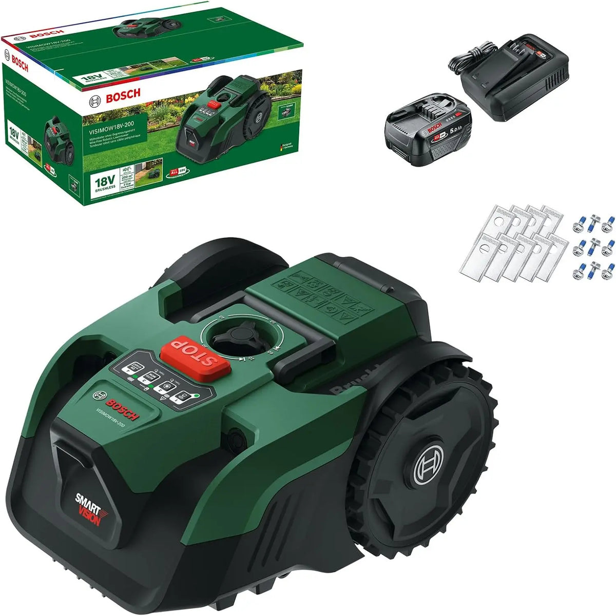 Bosch Rasenmäher VISIMOW18 V-200 200 m mit Akku und Ladegerät