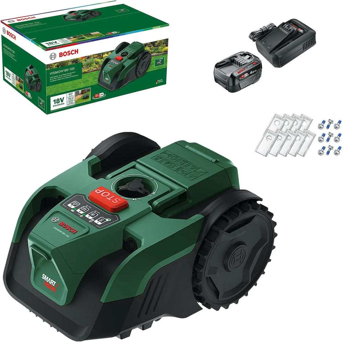 Bosch Rasenmäher VISIMOW18 V-100 100 m mit Akku und Ladegerät