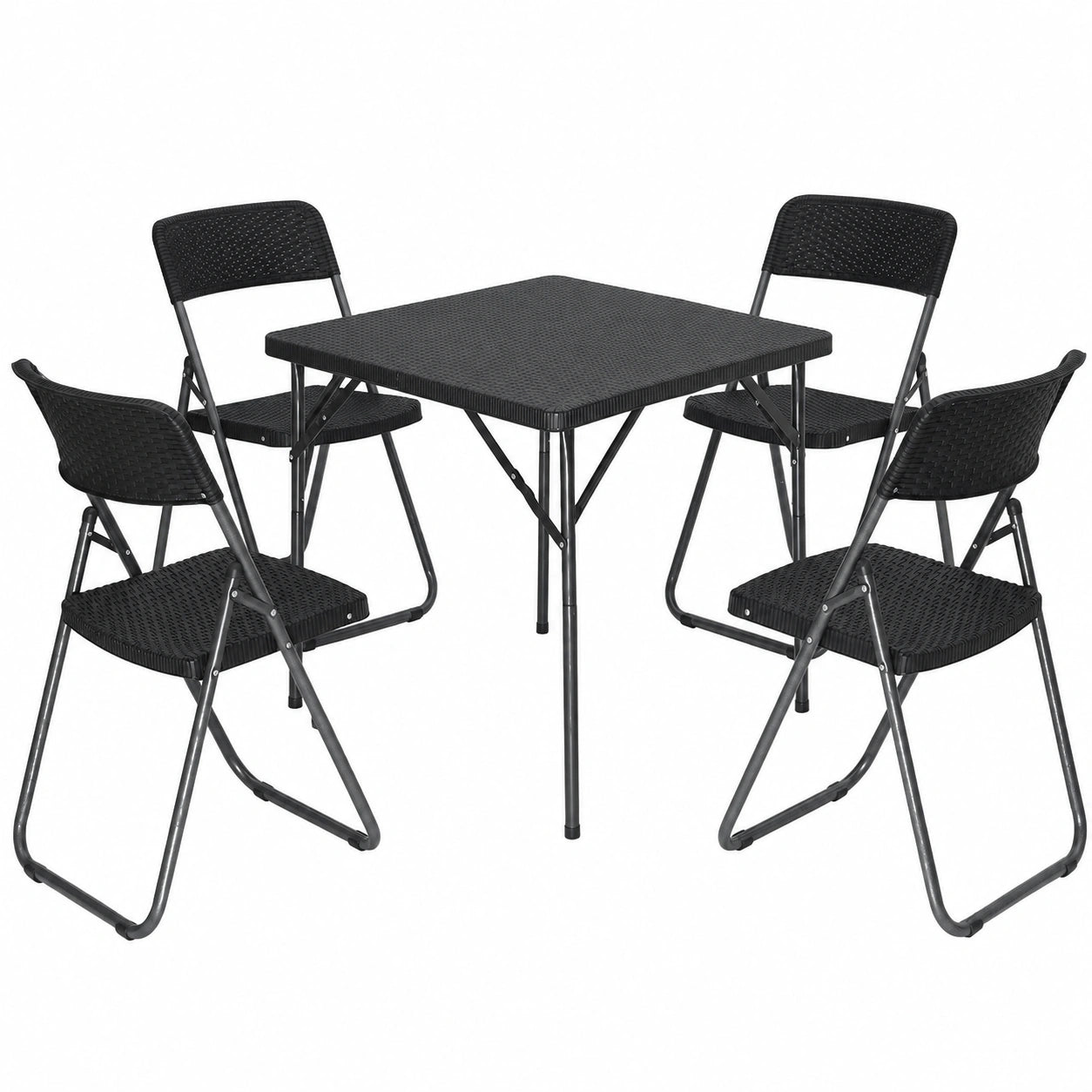 4-Personen Gartenmöbelset: Klappbare Essgruppe mit Tisch und Stühlen für Terrasse und Balkon