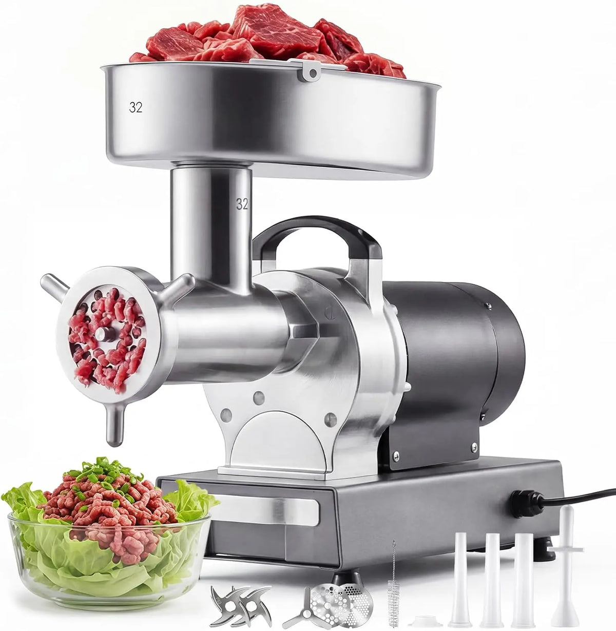 VEVOR Küchenmaschine 1100 W mit Edelstahl Silber