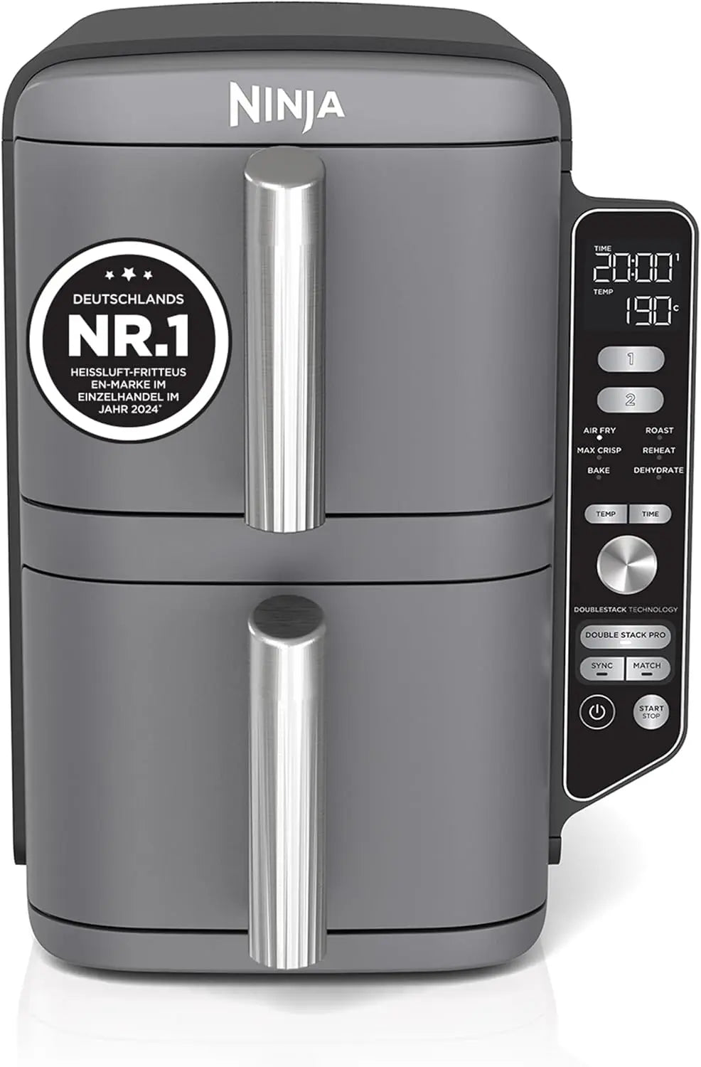 Heißluftfritteuse 9,5 L Grau für Haushalt und Alltag