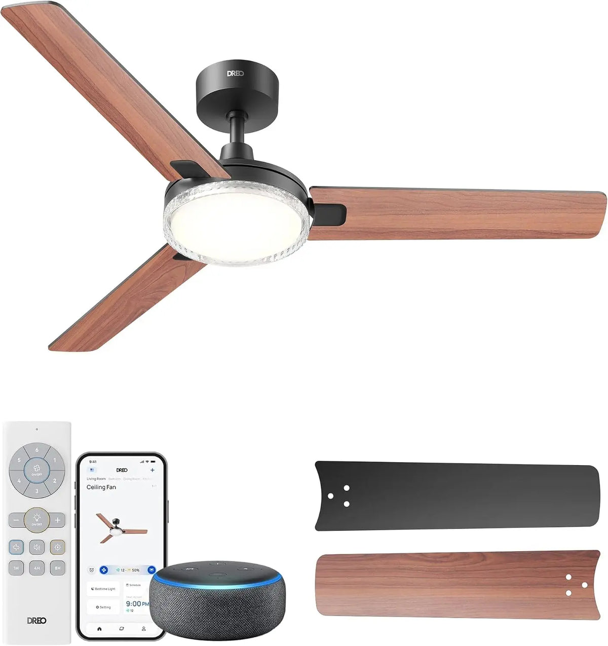 DREO Ventilator 132 cm mit Timer Schwarz