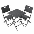 LIFERUN 3-teiliges Rattan Balkon-Set, klappbare Gartenmöbel, 1 Tisch & 2 Stühle, Grau