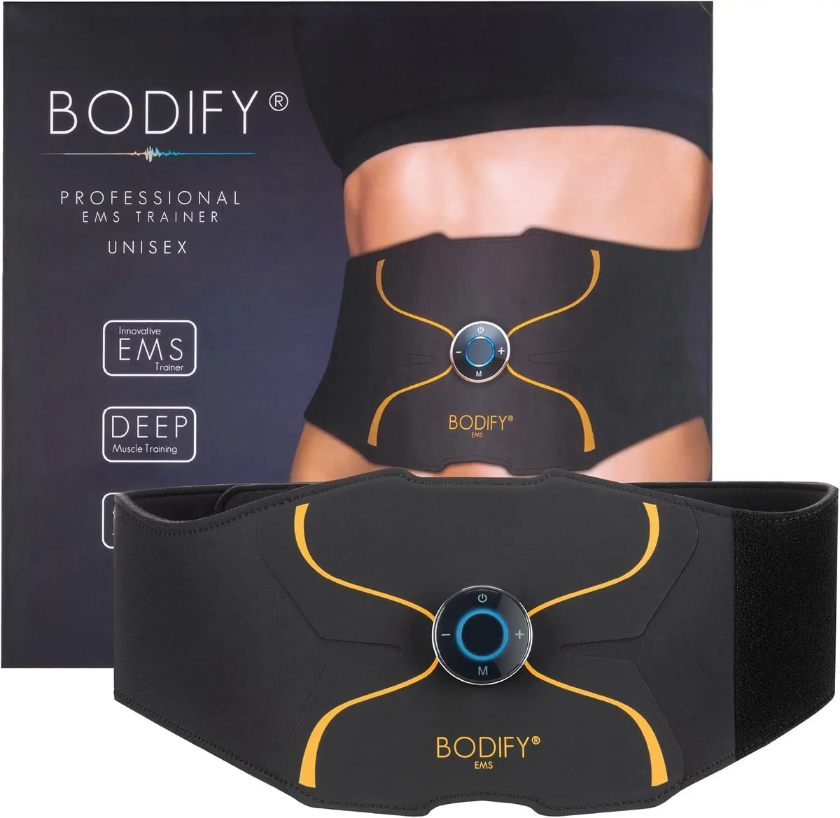 Bodify® EMS Bauchtrainer Pro - Gezielte Stimulation der Bauch Muskulatur! - Muskelaufbau - Bauchtrainer - Stimulationsgerät Bauch Muskeln -...