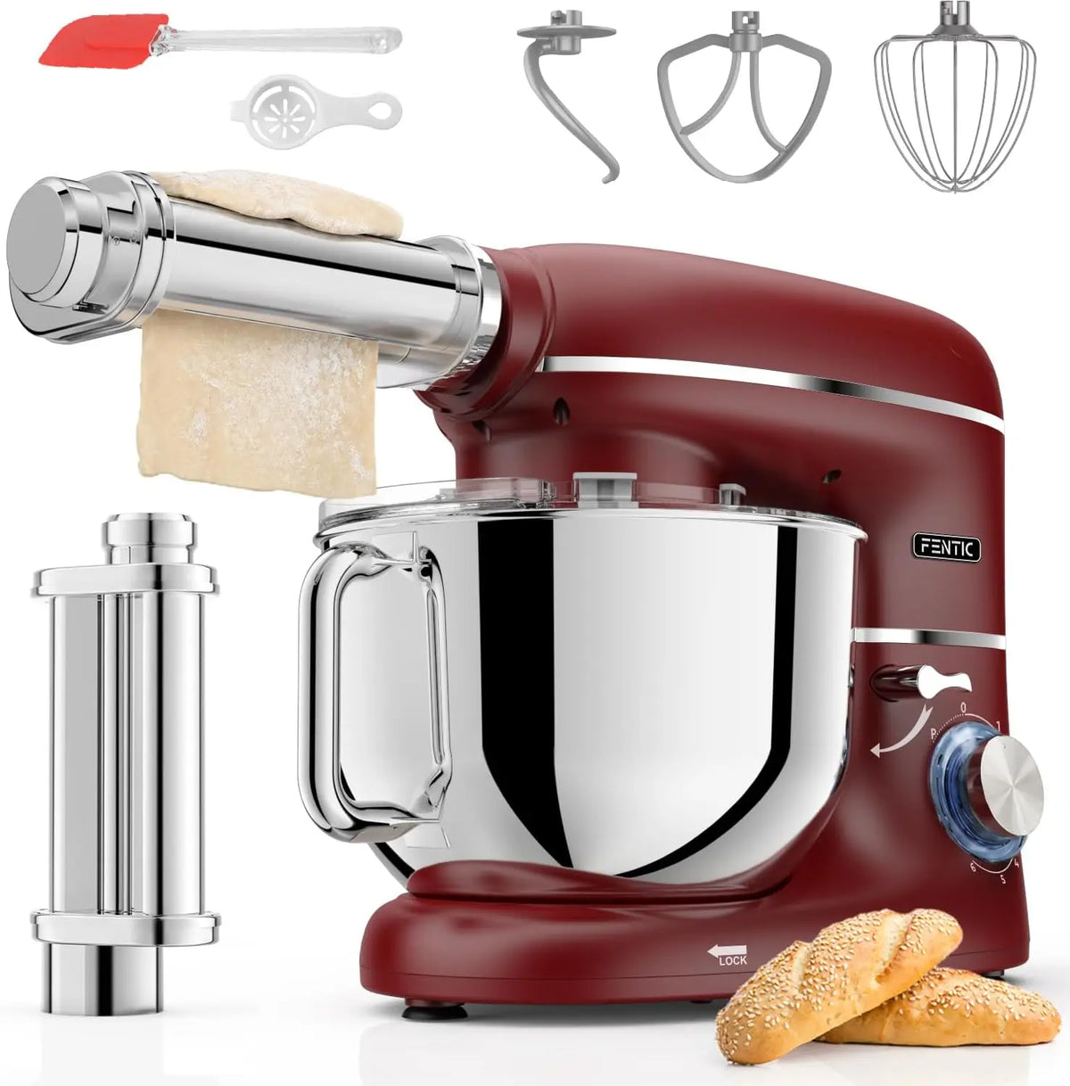 Küchenmaschine 2000W 6,2L mit Edelstahl Silber
