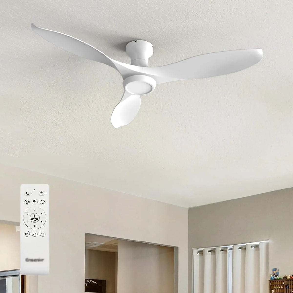 Ventilator 132cm mit Fernbedienung Weiß