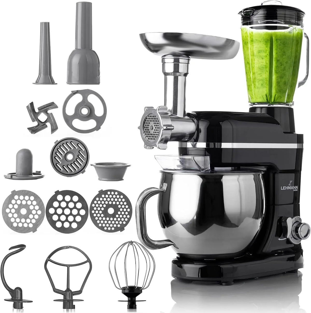 Küchenmaschine 1,5L 3 in 1 mit Edelstahl