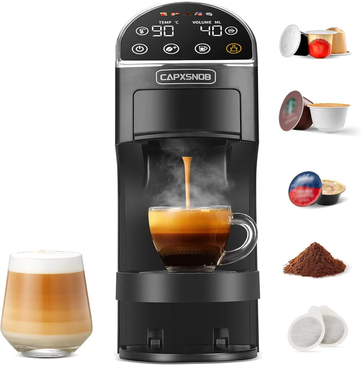 Kaffeemaschine 1400W 1,2 L 5 in 1 mit Display