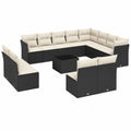 Modulare Garten-Sofagarnitur aus schwarzem Polyrattan, wetterfest, inklusive Kissen für Terrasse und Balkon