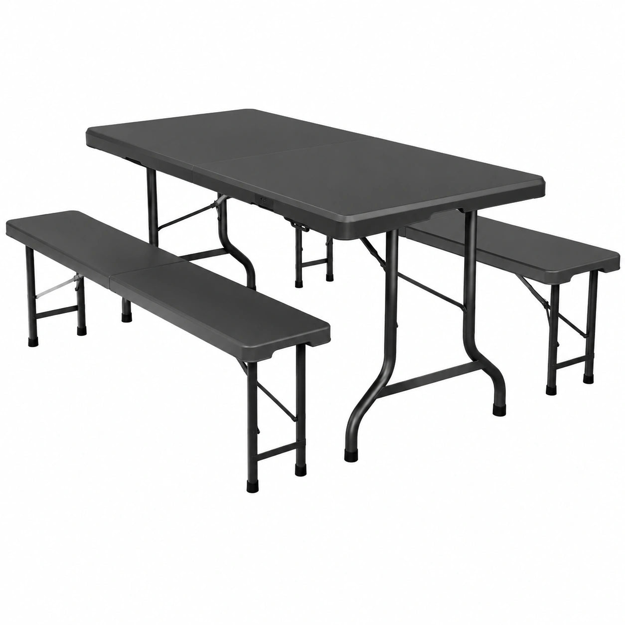KESSER® 3-teiliges Bierzelt-Set, Klapptisch und 2 Sitzbänke – Gartenmöbel für 8 Personen, perfekt für Balkon, Camping und Feiern, in Anthrazit mit Abdeckung und Tragefunktion