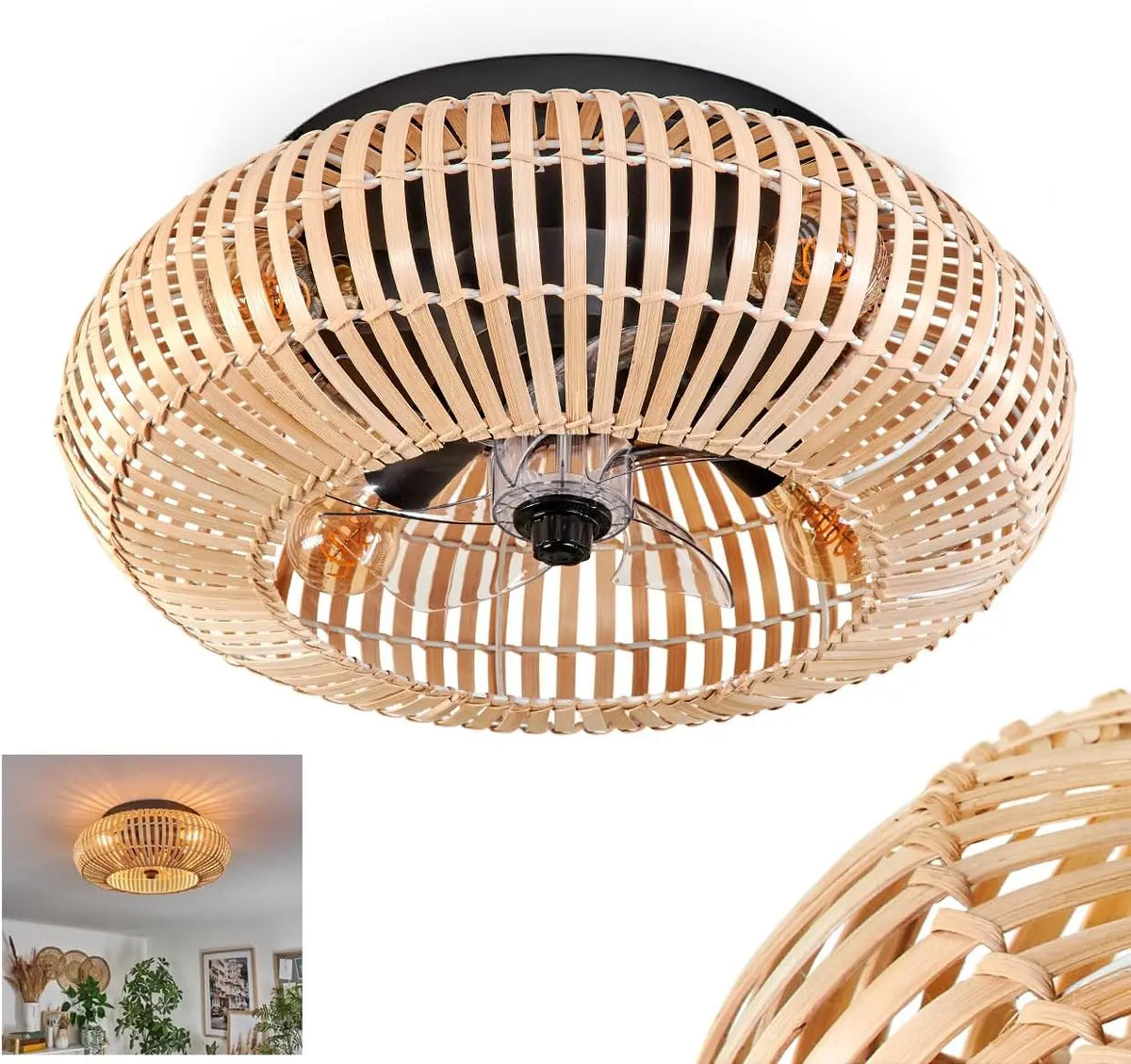 Ventilator E27 50cm mit Fernbedienung Schwarz