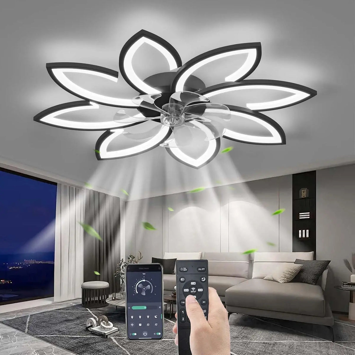 Ventilator 90CM mit Fernbedienung Schwarz