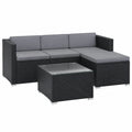 Moderne Polyrattan Lounge Gartenset 3-Sitzer Sofa in Schwarz