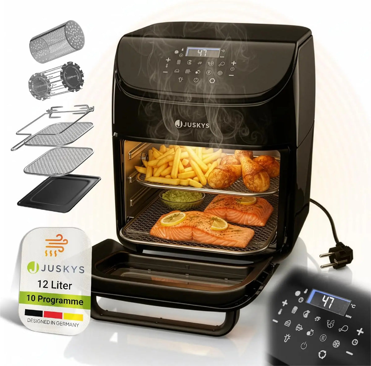Heißluftfritteuse 12 L Schwarz