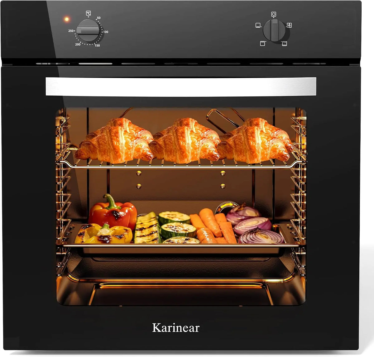 Einbau-Herd-Set 2000W 65L 60 cm Schwarz