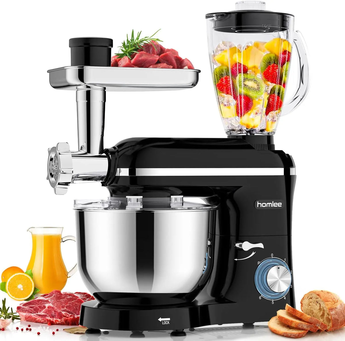 Küchenmaschine 2000W 1.5L mit Edelstahl