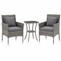 GiantEx 3-teiliges Balkonmöbel-Set aus Rattan mit Bistrotisch und 2 Stühlen inkl. Kissen
