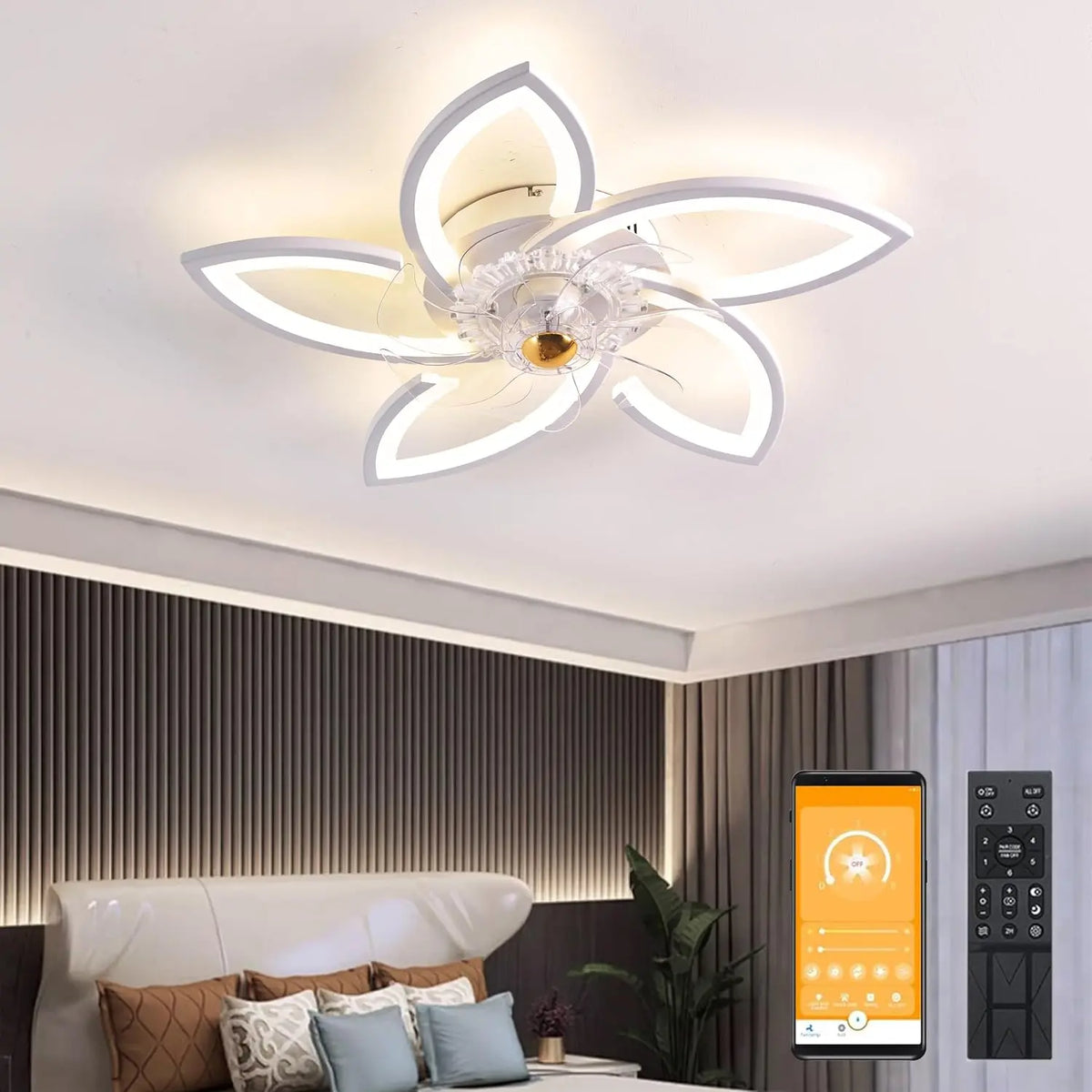 Ventilator 48W 70cm mit Fernbedienung Weiß