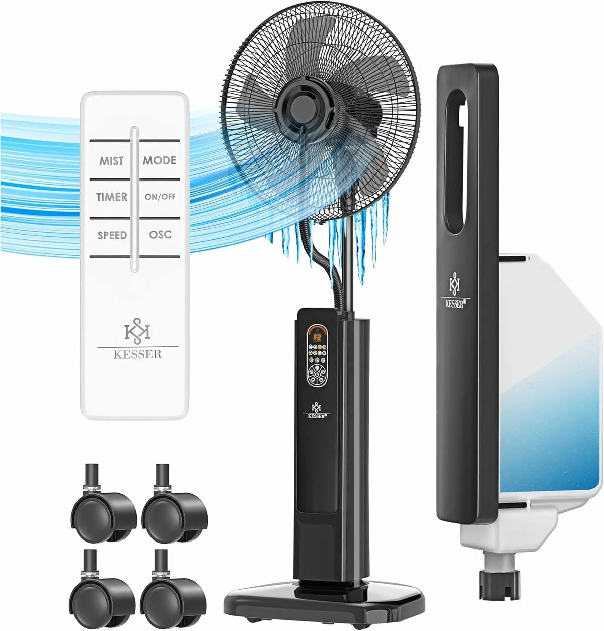 Ventilator mit Fernbedienung und Timer Schwarz