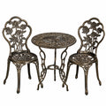 Yaheetech 3-teiliges Bistro-Set Gartenset aus Aluguss in Antik-Bronze mit Stühlen