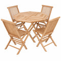 Divero Teak-Gartenset Genua: Runder Tisch Ø 90 cm mit 4 klappbaren Stühlen, Braun