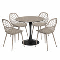 Gartenmöbel-Set wetterfest für Balkon und Terrasse mit rundem Tisch (Ø 80 cm) und 4 grauen Stühlen