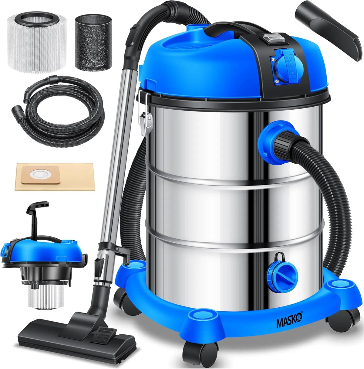 Staubsauger 2300W 58 l 3 in 1 Blau