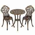 Yaheetech 3-teiliges Gartenmöbel-Set: 2 Stühle & 1 Tisch, Metall-Bistro-Set für 2 Personen, Wetterfeste Möbel für Balkon/Terrasse/Garten, Bronze