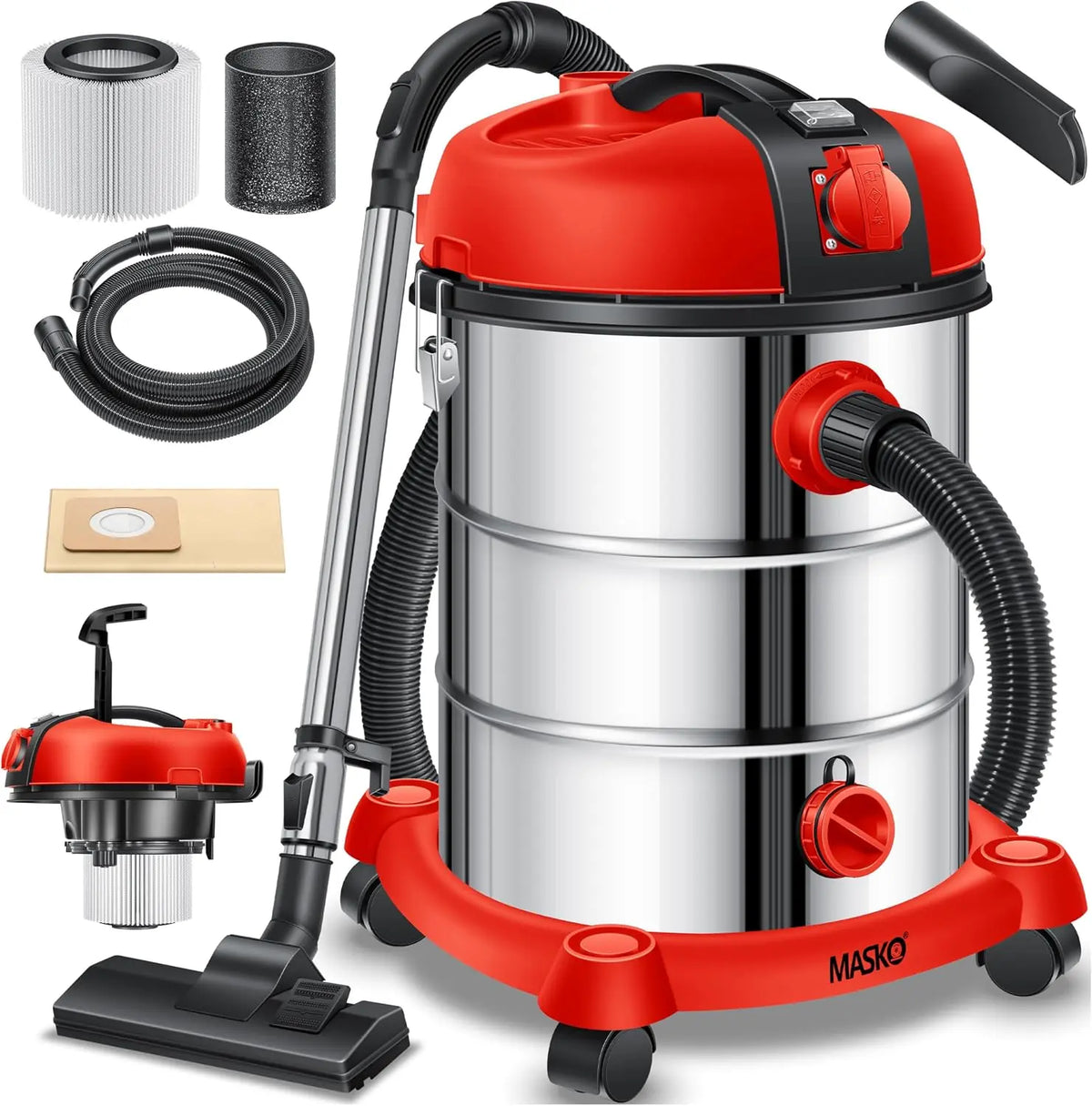 Staubsauger 2300W 58 l 3 in 1 Rot