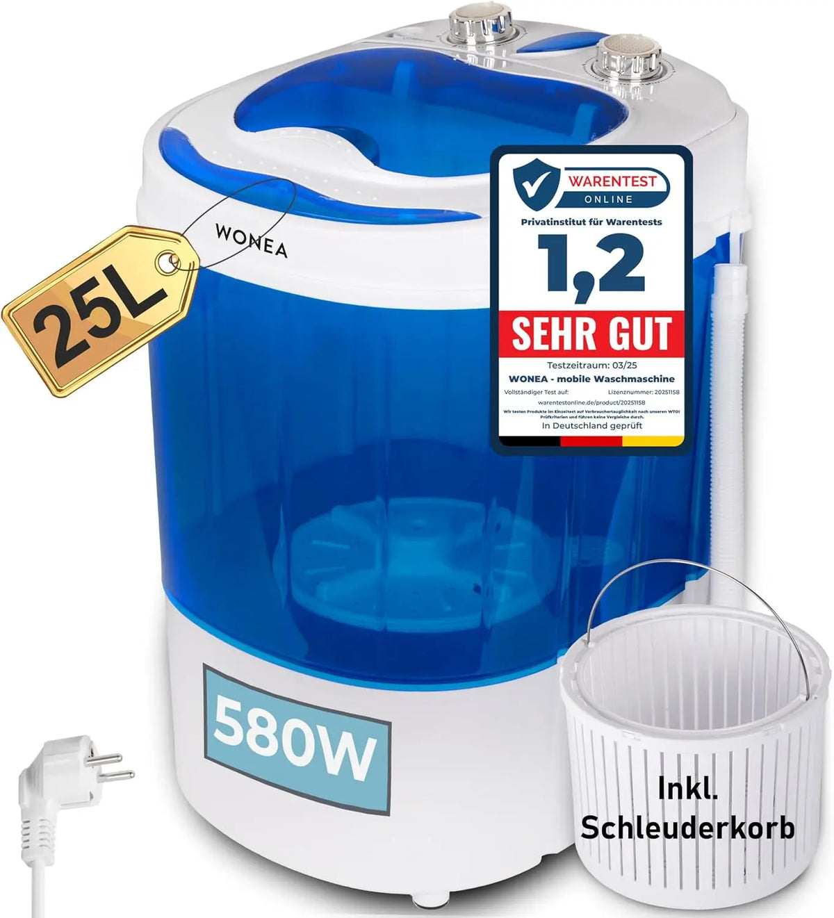 Waschmaschine 580W 25 Liter für Haushalt und Alltag