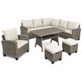 BRAST Hacienda Gartenmöbel Set für 10 Personen, inkl. Kissen & Abdeckung, TÜV geprüft, Sitz- und Essgruppe, Braun/Beige