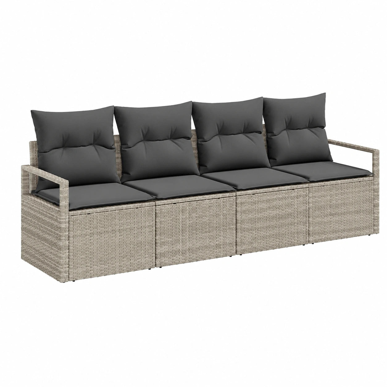Modulares Garten-Sofa-Set aus Poly-Rattan, 5-teilig, in Hellgrau mit Kissen, Wetterfeste Outdoor-Möbel für Balkon und Terrasse