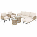 Moderne Gartenlounge-Set mit strapazierfähigem Seildesign, 6-teilig, inklusive Kissen