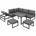 Aluminium Garten-Loungesessel Set mit Verstellbarer Rückenlehne und Weichen Polstern, Grau