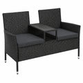 SONGMICS Polyrattan Balkonmöbel Set mit Kissen, Schwarz-Dunkelgrau, wetterfest für Garten und Terrasse